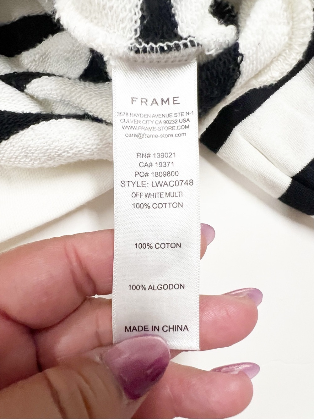Frame Denim Womens Striped Black and White Balloon Sleeve Mock Neck Sweatshirt - Picture 6 of 11